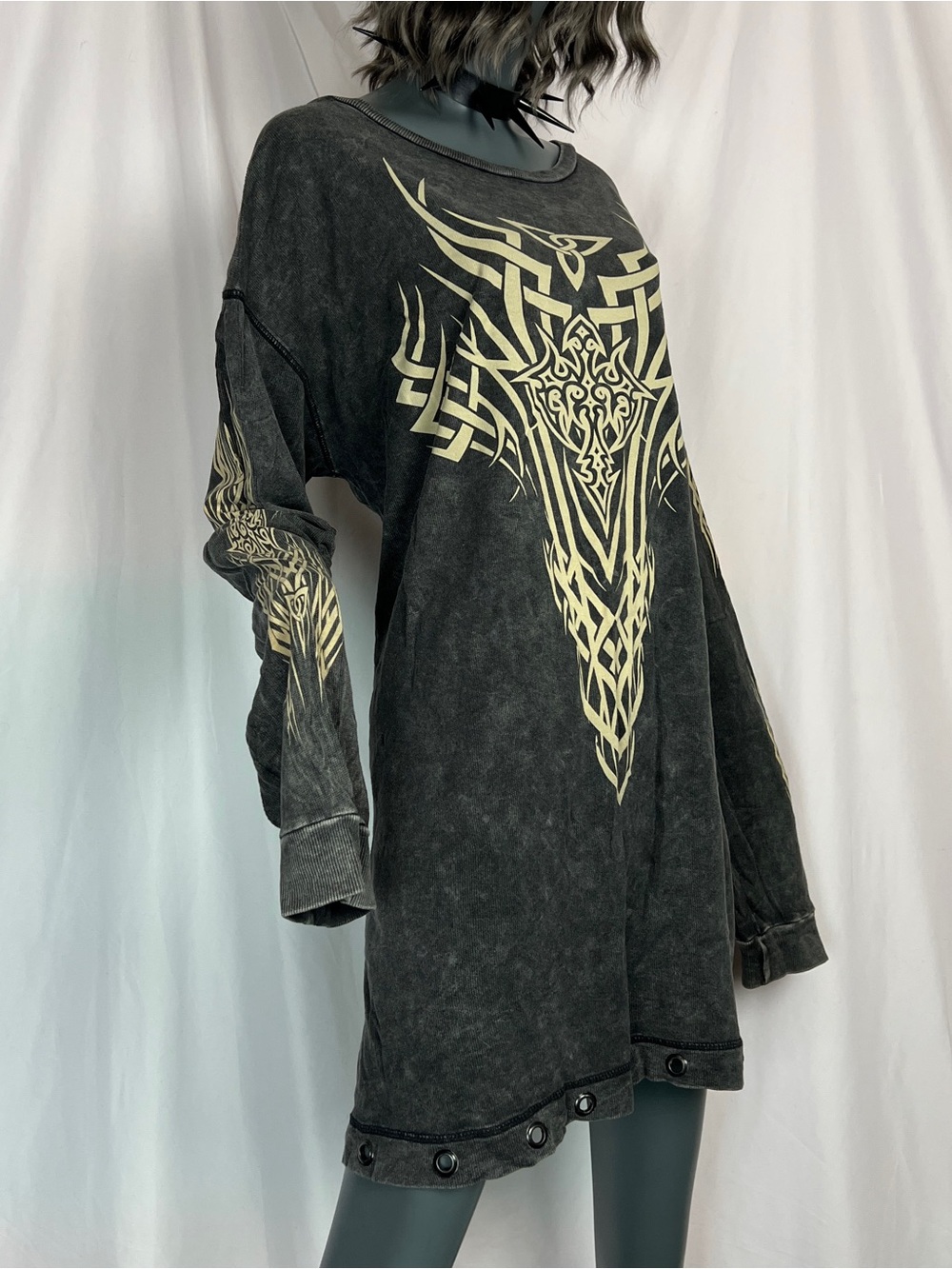 Darker Wavs Cyber-Sigilism Tribal Print Oversized Tunic Dress